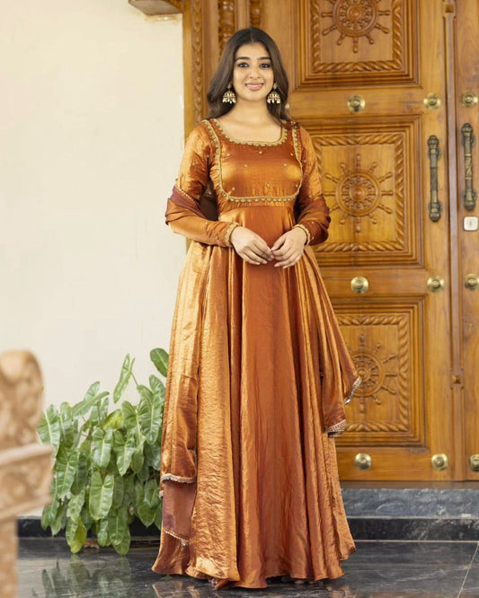 Glorious Fendi Silk Brown Color Gown