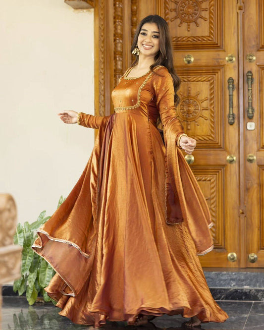 Glorious Fendi Silk Brown Color Gown