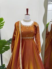 Glorious Fendi Silk Brown Color Gown Glorious Fendi Silk Brown Color Gown