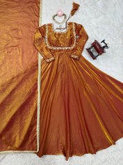Glorious Fendi Silk Brown Color Gown Glorious Fendi Silk Brown Color Gown