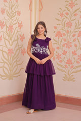 Awesome Embroidered Work Purple Color Gown Awesome Embroidered Work Purple Color Gown