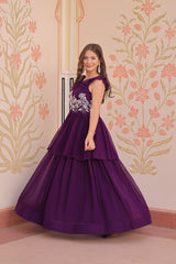 Awesome Embroidered Work Purple Color Gown Awesome Embroidered Work Purple Color Gown