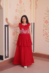 Awesome Embroidered Work Red Color Gown Awesome Embroidered Work Red Color Gown
