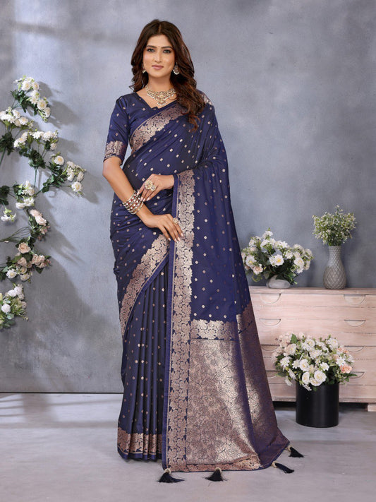 Occasion Wear Blue Color Banarasi Silk Saree