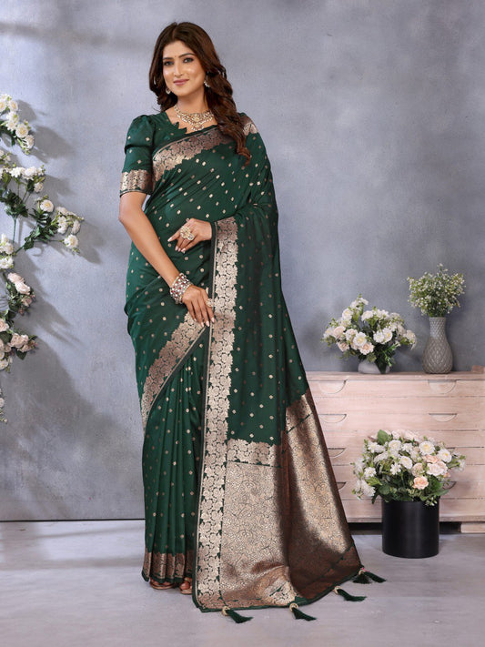Occasion Wear Green Color Banarasi Silk Saree