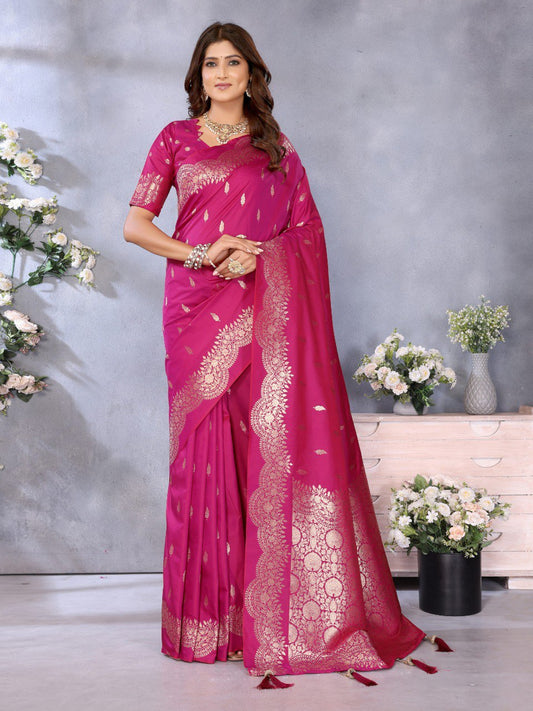 Captivating Pink Color Silk Saree