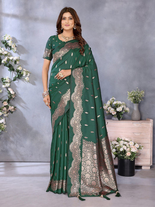 Captivating Green Color Silk Saree