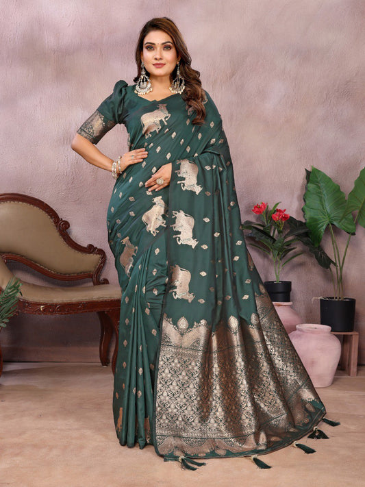 Wedding Wear Green Color Banarasi Silk Saree