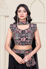 Beautiful Embroidery Work Black Color Lehenga Choli Beautiful Embroidery Work Black Color Lehenga Choli