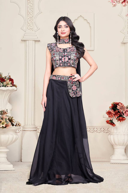 Beautiful Embroidery Work Black Color Lehenga Choli