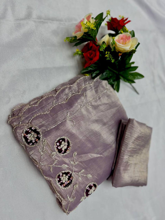 Delightful Onion Color Saree