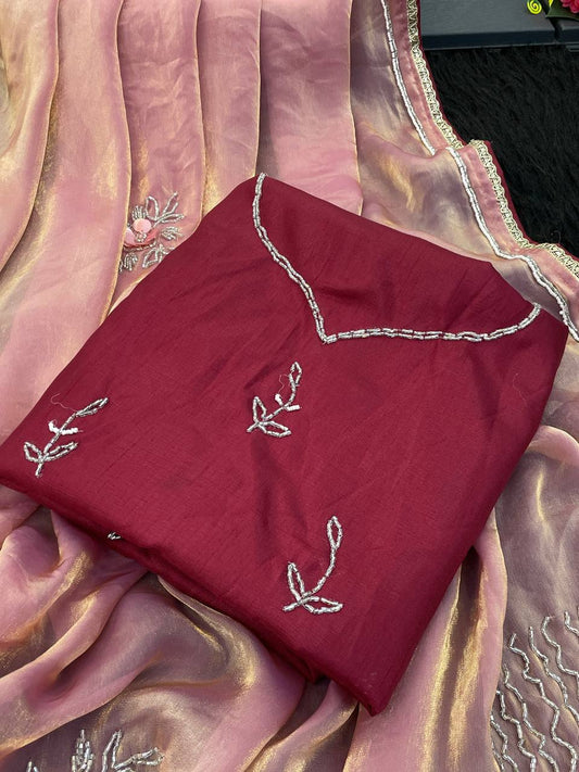 Exclusive Fandy Silk Peach Color Saree