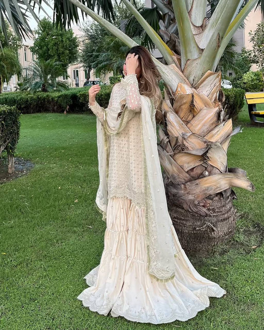 Ravishing Sequence Work Off White Color Sharara Suit