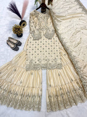 Ravishing Sequence Work Off White Color Sharara Suit Ravishing Sequence Work Off White Color Sharara Suit