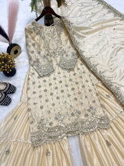 Ravishing Sequence Work Off White Color Sharara Suit Ravishing Sequence Work Off White Color Sharara Suit