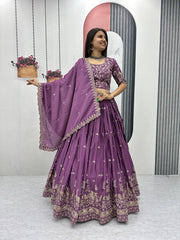 Occasion Wear Embroidery Work Lavender Color Lehenga Choli Occasion Wear Embroidery Work Lavender Color Lehenga Choli