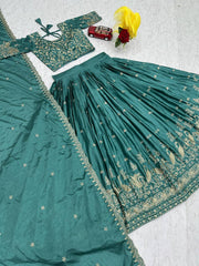 Occasion Wear Embroidery Work Rama Color Lehenga Choli Occasion Wear Embroidery Work Rama Color Lehenga Choli
