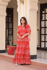 Gorgeous Round Neck Red Color Gown Gorgeous Round Neck Red Color Gown