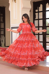 Gorgeous Round Neck Red Color Gown Gorgeous Round Neck Red Color Gown