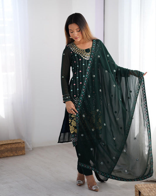 Precious Heavy Work Green Color Salwar Suit