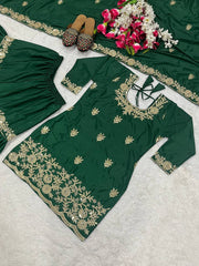 Green Embroidered Sharara Set with Dupatta Green Embroidered Sharara Set with Dupatta