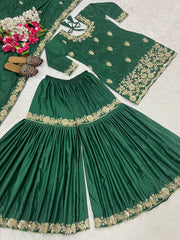 Green Embroidered Sharara Set with Dupatta Green Embroidered Sharara Set with Dupatta