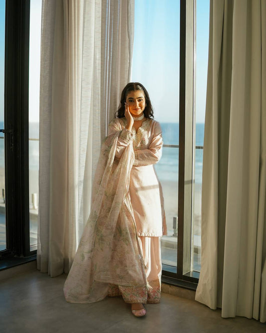 Light Pink Color Sequence Work Palazzo Salwar Suit