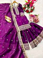 Wine Sequence Work Outstanding Sharara Suit Wine Sequence Work Outstanding Sharara Suit