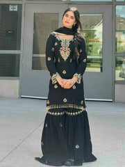 Black Color Sequence Work Sharara Suit Black Color Sequence Work Sharara Suit
