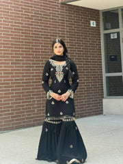 Black Color Sequence Work Sharara Suit Black Color Sequence Work Sharara Suit