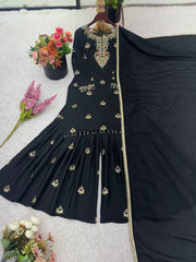 Black Color Sequence Work Sharara Suit Black Color Sequence Work Sharara Suit