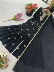 Black Color Sequence Work Sharara Suit Black Color Sequence Work Sharara Suit