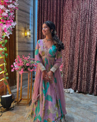 Designer Party Wear Multicolor Exclusive Gown Designer Party Wear Multicolor Exclusive Gown