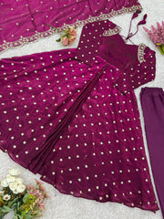 Function Wear Fandy Silk Wine Color Gown Function Wear Fandy Silk Wine Color Gown