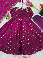 Function Wear Fandy Silk Wine Color Gown Function Wear Fandy Silk Wine Color Gown