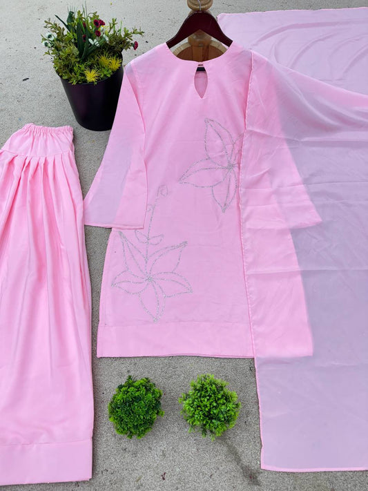 Classic Pink Color Palazzo Suit