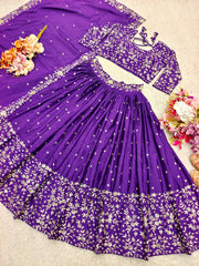 Sequence Work Purple Color Lehenga Choli Sequence Work Purple Color Lehenga Choli