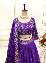 Sequence Work Purple Color Lehenga Choli Sequence Work Purple Color Lehenga Choli