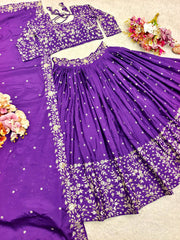 Sequence Work Purple Color Lehenga Choli Sequence Work Purple Color Lehenga Choli