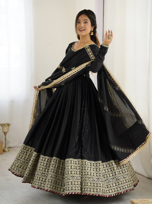 Function Wear Sequence Work Black Color Anarkali Gown
