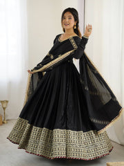 Function Wear Sequence Work Black Color Anarkali Gown Function Wear Sequence Work Black Color Anarkali Gown