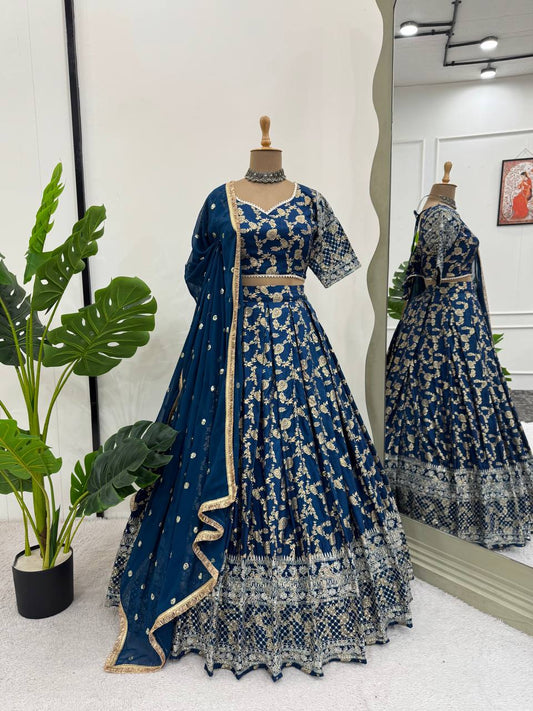 Amazing Sequence Work Navy Blue Color Lehenga Choli