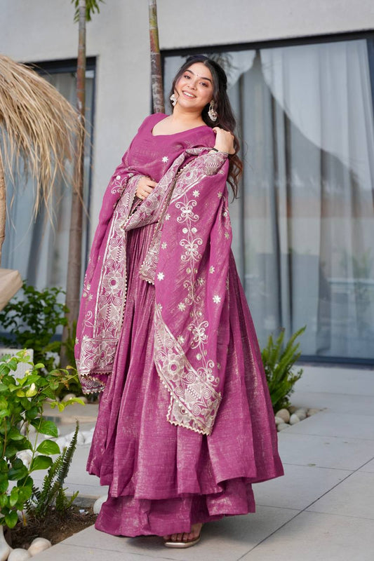 Rakhi Special Gold Crazy Onion Color Sharara Suit