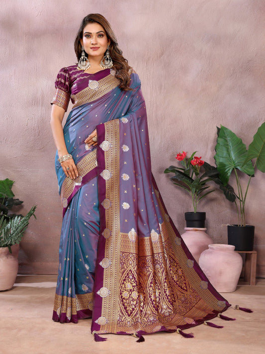 Light Purple Color Traditional Wear Kalamkari Silk Saree