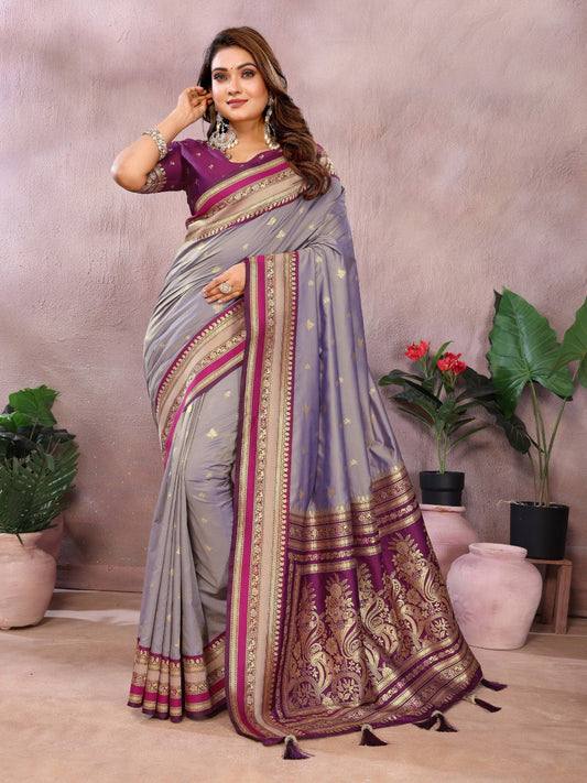 Occasion Wear Lavender Color Designer Silk Saree