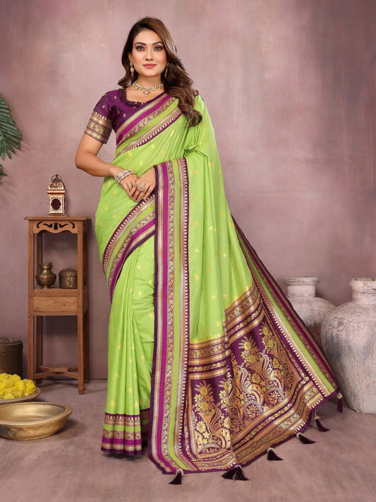 Occasion Wear Green Color Designer Silk Saree