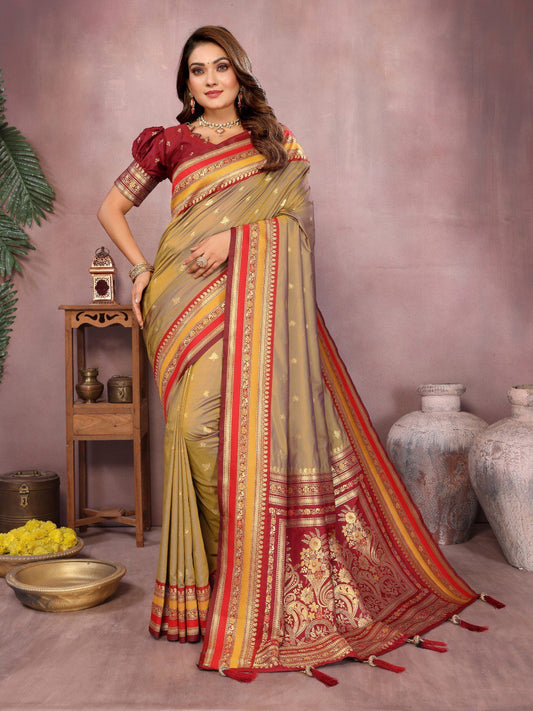 Occasion Wear Mustard Color Designer Silk Saree