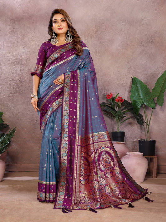 Light Purple Color Function Wear Kalamkari Silk Sarees