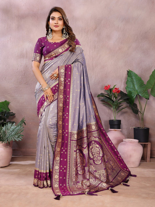 Lavender Color Function Wear Kalamkari Silk Sarees