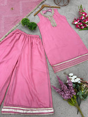 Pink Color Beautiful Sequence Work Sharara Suit Pink Color Beautiful Sequence Work Sharara Suit
